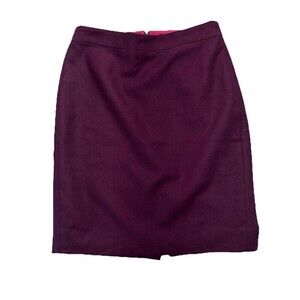 J. Crew Skirt Womens 0 Burgundy Pencil Straight Wool Blend Lined